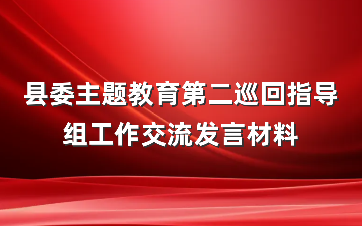 县委主题教育第二巡回指导组工作交流发言材料
