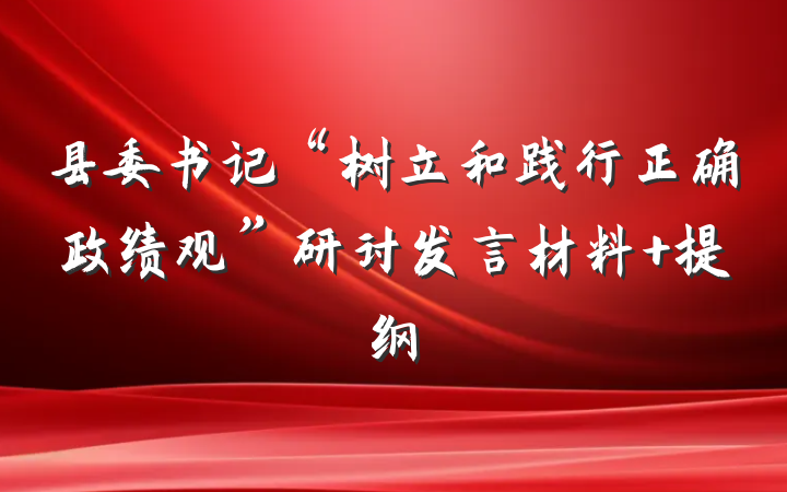 县委书记“树立和践行正确政绩观”研讨发言材料 提纲