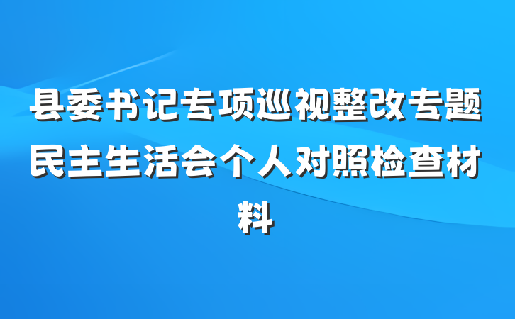 县委书记专项巡视整改专题民主生活会个人对照检查材料