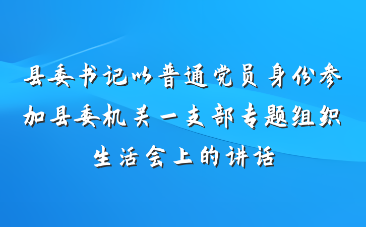 县委书记以普通党员身份参加县委机关一支部专题组织生活会上的讲话