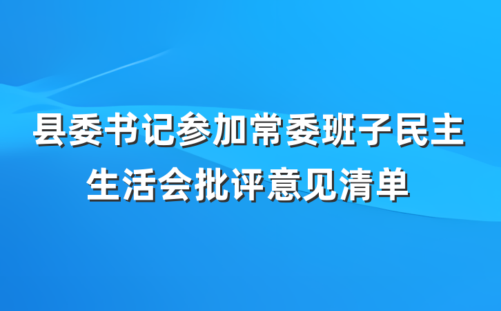 县委书记参加常委班子民主生活会批评意见清单