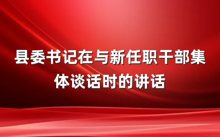 县委书记在与新任职干部集体谈话时的讲话