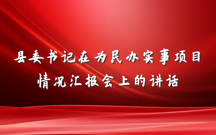 县委书记在为民办实事项目情况汇报会上的讲话