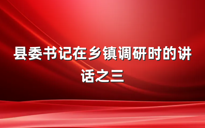 县委书记在乡镇调研时的讲话之三