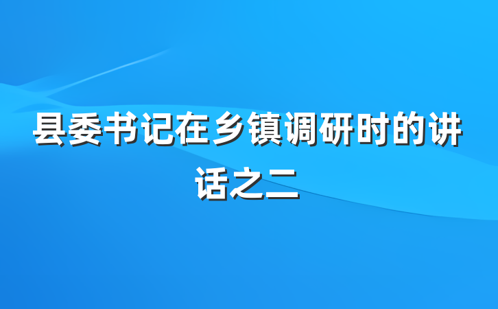 县委书记在乡镇调研时的讲话之二