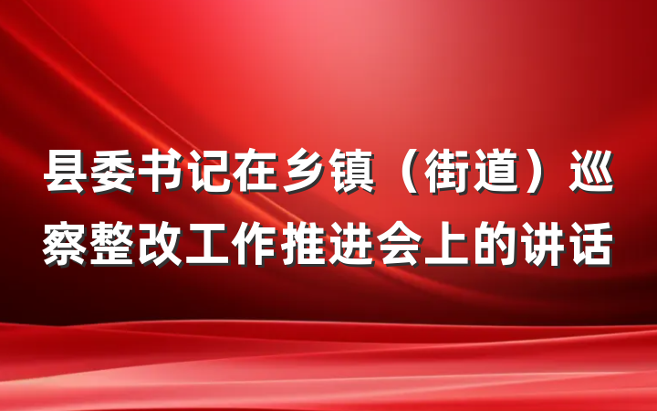 县委书记在乡镇（街道）巡察整改工作推进会上的讲话