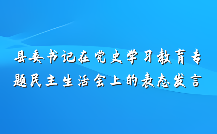 县委书记在党史学习教育专题民主生活会上的表态发言