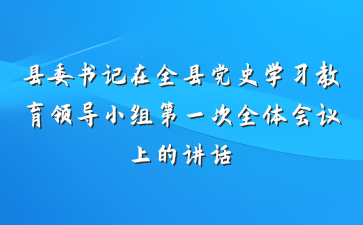 县委书记在全县党史学习教育领导小组第一次全体会议上的讲话