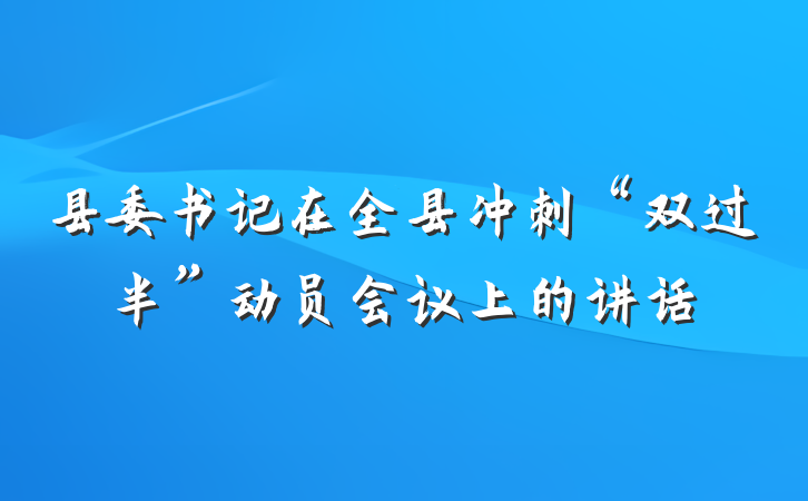 县委书记在全县冲刺“双过半”动员会议上的讲话