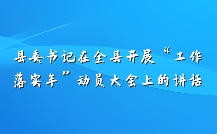 县委书记在全县开展“工作落实年”动员大会上的讲话