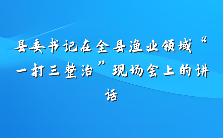 县委书记在全县渔业领域“一打三整治”现场会上的讲话