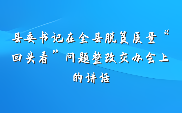 县委书记在全县脱贫质量“回头看”问题整改交办会上的讲话