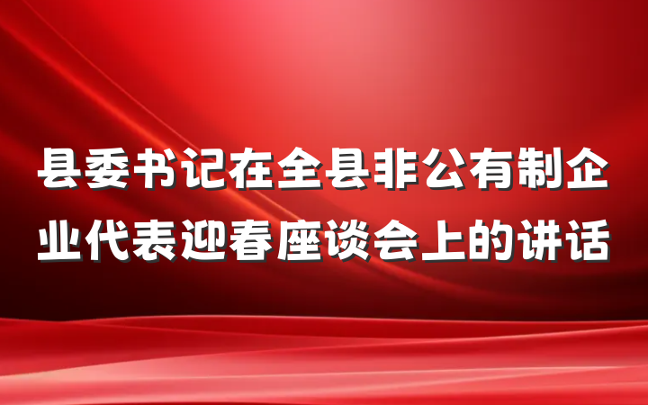 县委书记在全县非公有制企业代表迎春座谈会上的讲话