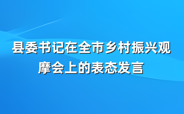 县委书记在全市乡村振兴观摩会上的表态发言