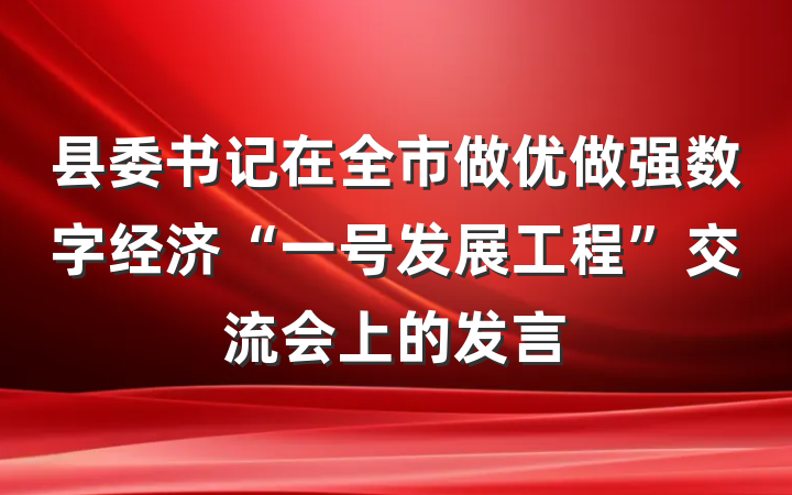 县委书记在全市做优做强数字经济“一号发展工程”交流会上的发言