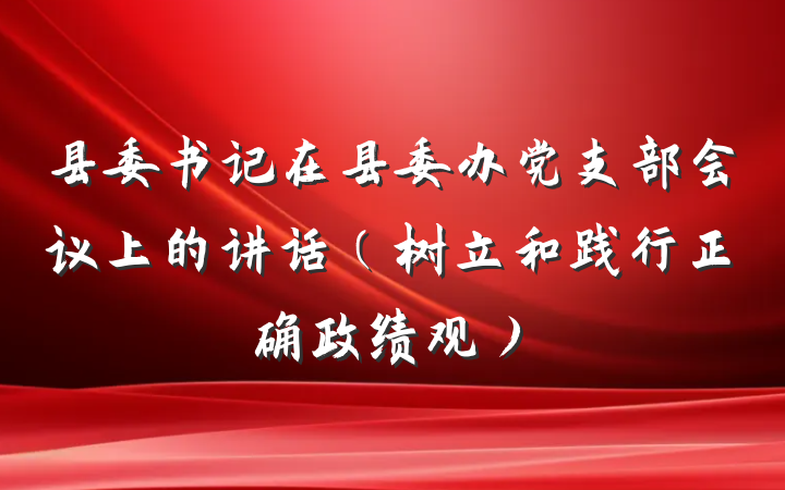 县委书记在县委办党支部会议上的讲话（树立和践行正确政绩观）