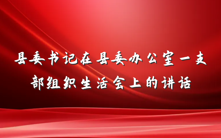 县委书记在县委办公室一支部组织生活会上的讲话