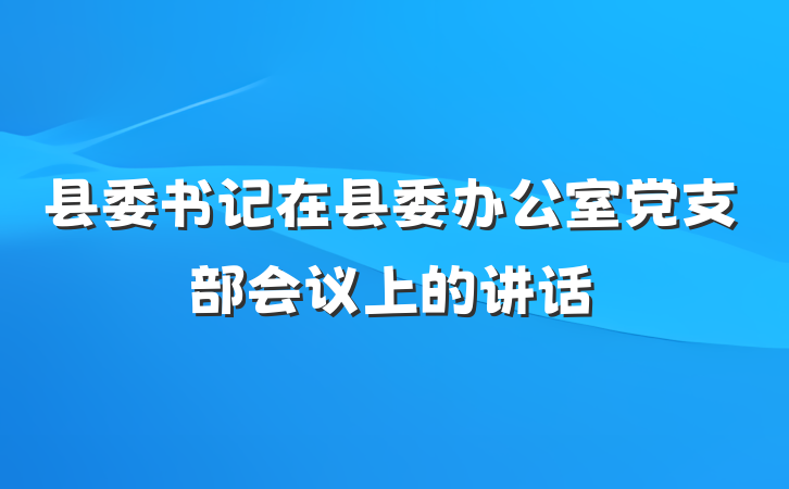 县委书记在县委办公室党支部会议上的讲话