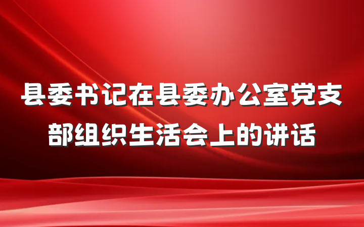 县委书记在县委办公室党支部组织生活会上的讲话