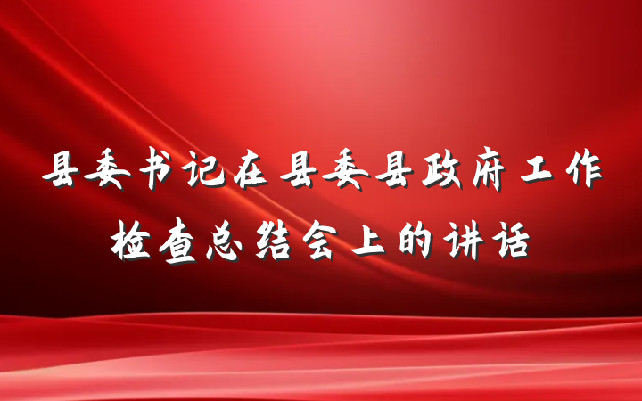 县委书记在县委县政府工作检查总结会上的讲话