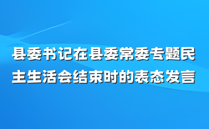 县委书记在县委常委专题民主生活会结束时的表态发言