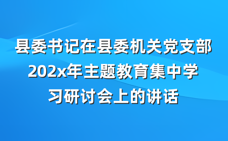 县委书记在县委机关党支部202x年主题教育集中学习研讨会上的讲话