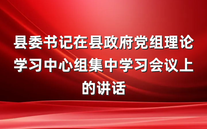 县委书记在县政府党组理论学习中心组集中学习会议上的讲话