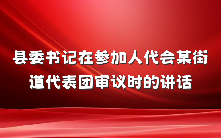 县委书记在参加人代会某街道代表团审议时的讲话