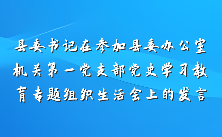 县委书记在参加县委办公室机关第一党支部党史学习教育专题组织生活会上的发言