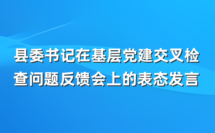 县委书记在基层党建交叉检查问题反馈会上的表态发言