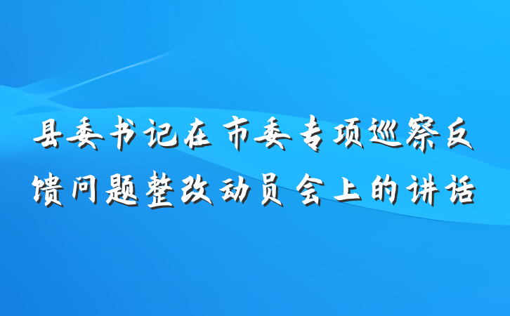 县委书记在市委专项巡察反馈问题整改动员会上的讲话