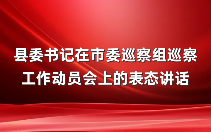 县委书记在市委巡察组巡察工作动员会上的表态讲话