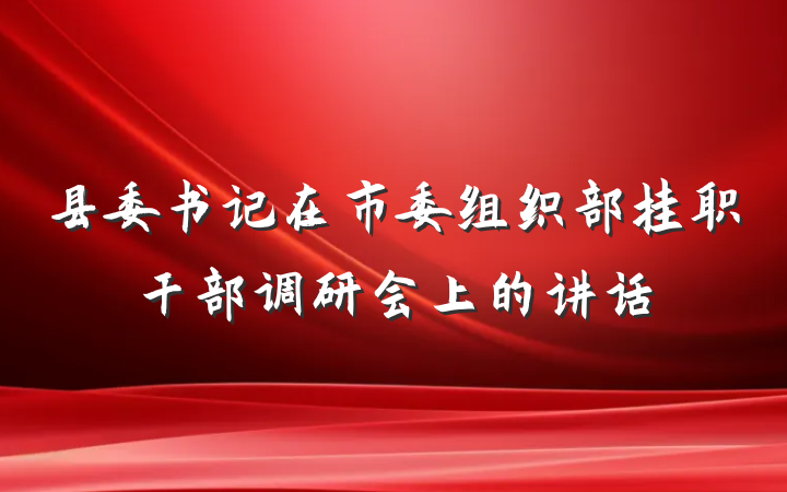 县委书记在市委组织部挂职干部调研会上的讲话