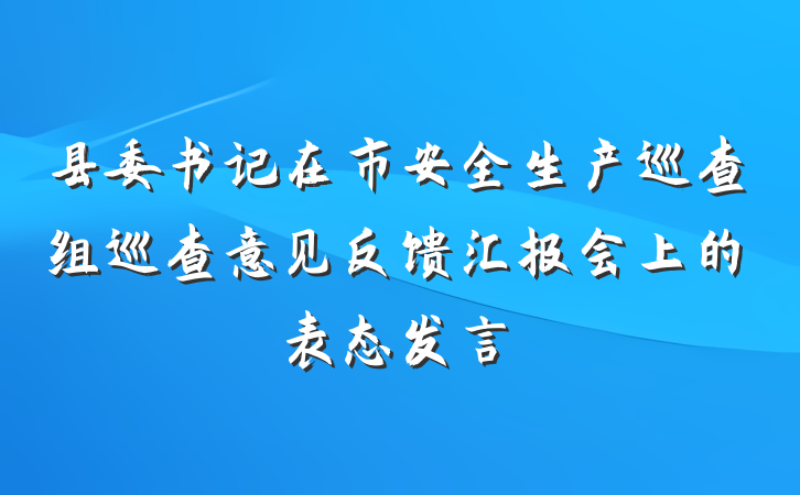 县委书记在市安全生产巡查组巡查意见反馈汇报会上的表态发言