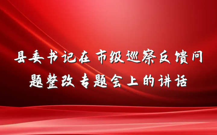 县委书记在市级巡察反馈问题整改专题会上的讲话