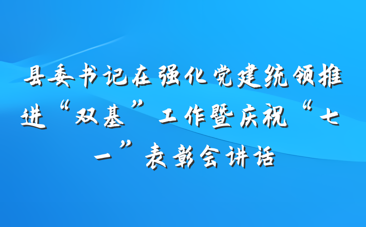 县委书记在强化党建统领推进“双基”工作暨庆祝“七一”表彰会讲话