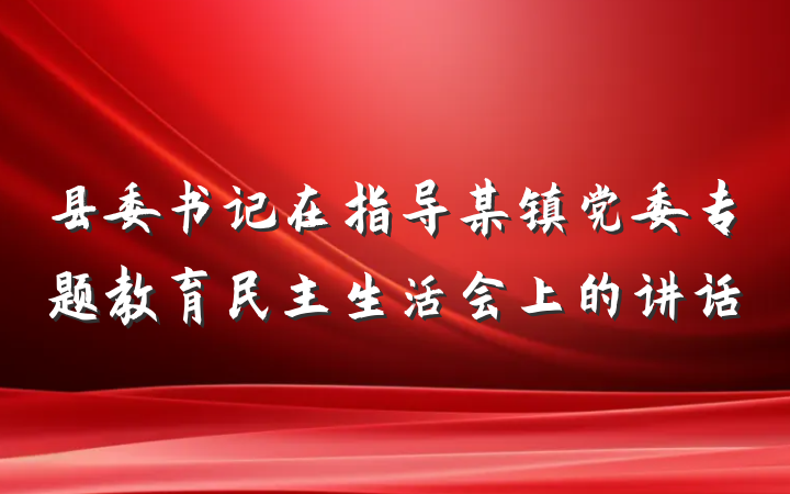 县委书记在指导某镇党委专题教育民主生活会上的讲话