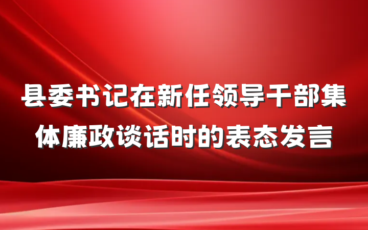县委书记在新任领导干部集体廉政谈话时的表态发言