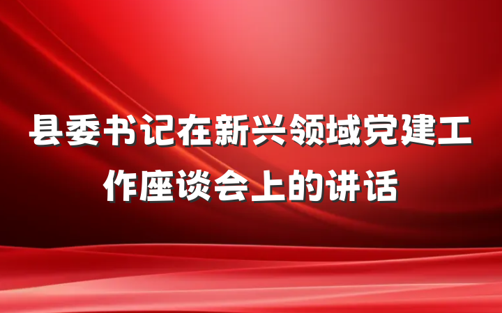县委书记在新兴领域党建工作座谈会上的讲话