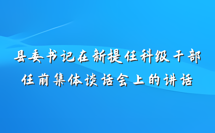 县委书记在新提任科级干部任前集体谈话会上的讲话
