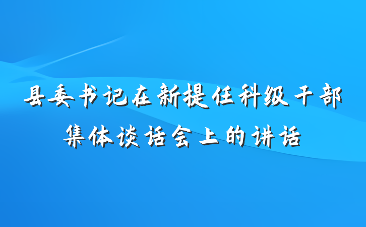 县委书记在新提任科级干部集体谈话会上的讲话