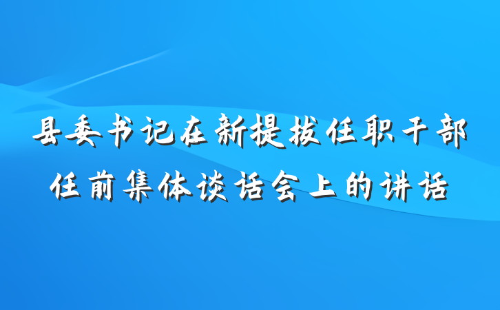 县委书记在新提拔任职干部任前集体谈话会上的讲话