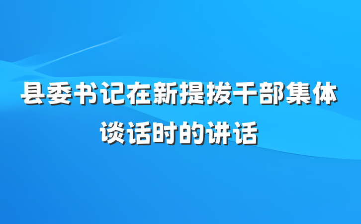 县委书记在新提拔干部集体谈话时的讲话