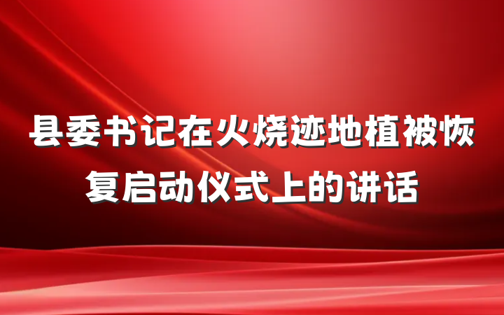 县委书记在火烧迹地植被恢复启动仪式上的讲话