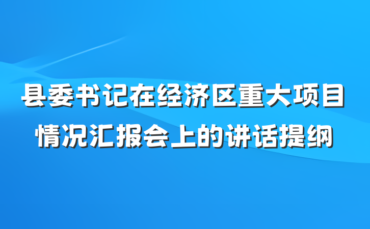 县委书记在经济区重大项目情况汇报会上的讲话提纲