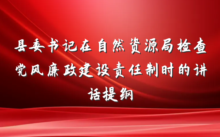 县委书记在自然资源局检查党风廉政建设责任制时的讲话提纲