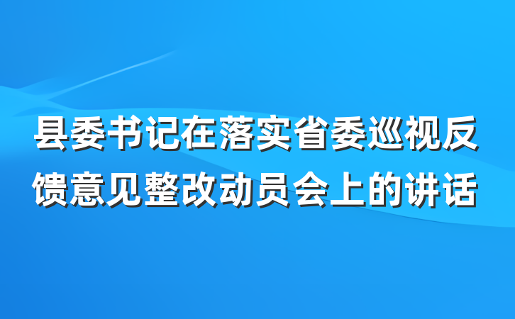 县委书记在落实省委巡视反馈意见整改动员会上的讲话