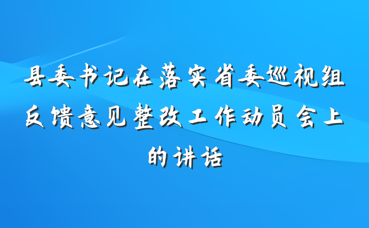 县委书记在落实省委巡视组反馈意见整改工作动员会上的讲话