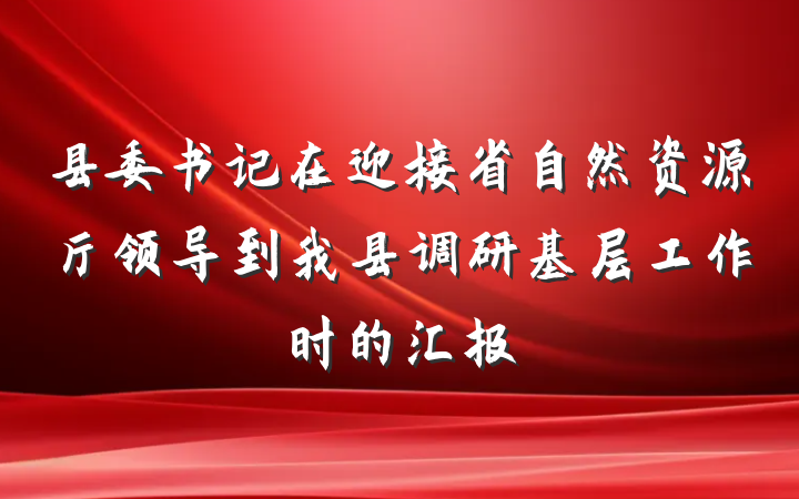 县委书记在迎接省自然资源厅领导到我县调研基层工作时的汇报