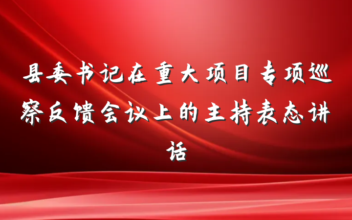 县委书记在重大项目专项巡察反馈会议上的主持表态讲话
